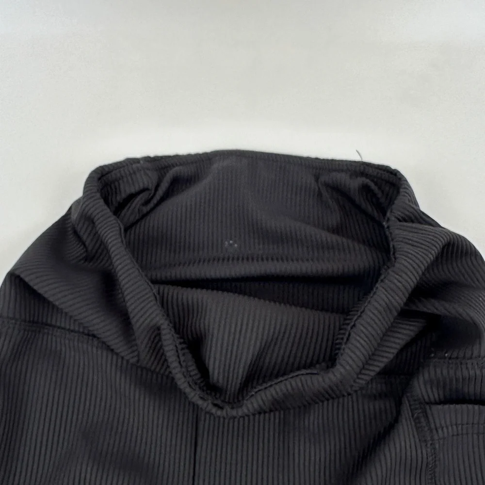 Leggings Womens Black Ribbed - Picture 4 of 9